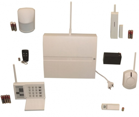 kit alarme sans fil en pack habitation domestique avec 2 détecteurs et centrale avec transmetteur téléphonique gsm