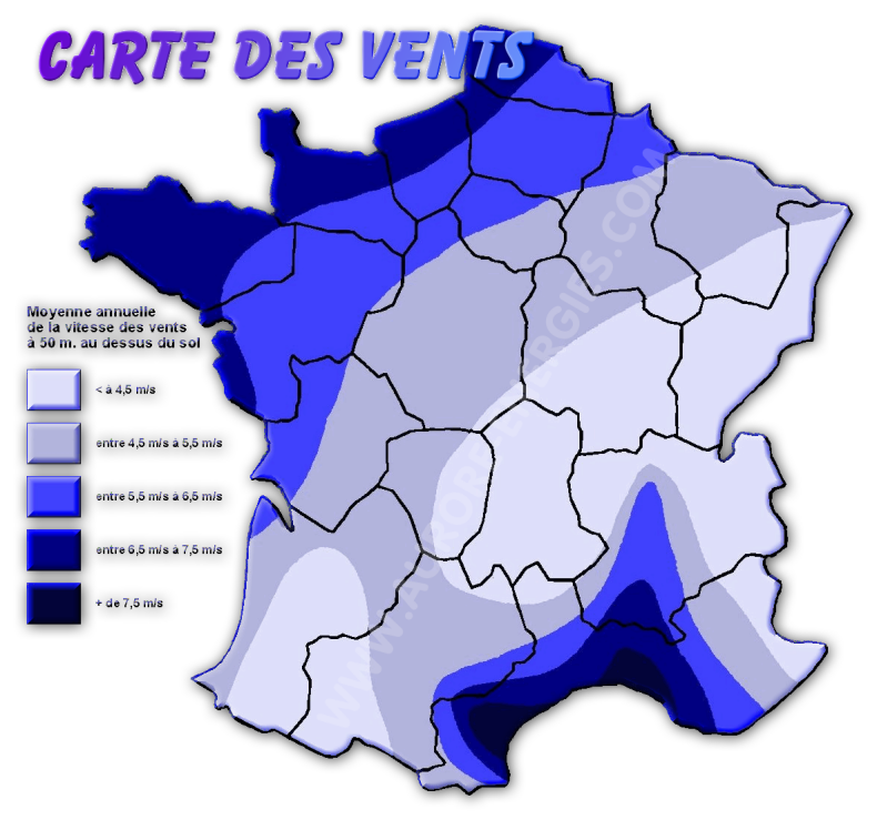 carte des vents en France