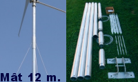 mât à double haubanage de 12 mètres de longueur pour éolienne