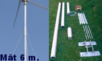 mât d'éolienne hauteur 6 mètres avec embout de mât en 48 mm de diamètre