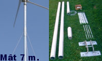mât eolienne 7 mètres haubané pour manchon de 48 mm