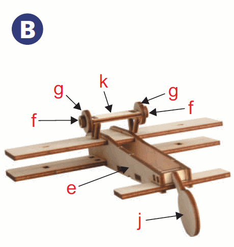 assemblage des elements constituant la maquette de l'avion triplan solaire en bois