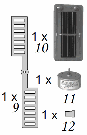 troisieme partie des elements du moulin solaire a vent avec ses pales et son dispositif de motorisation electrique et sa cellule photovoltaique