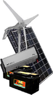 kit hybride solaire eolien air breeze sans mt avec 270w de panneaux solaires kyocera et convertisseur 1000w pur sinus