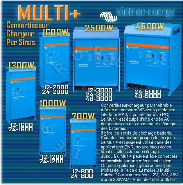 VICTRON ENERGY chargeur-convertisseur MULTIPLUS 800 MULTIPLUS 1200 MULTIPLUS 1600 MULTIPLUS 2000 MULTIPLUS 3000 MULTIPLUS 5000