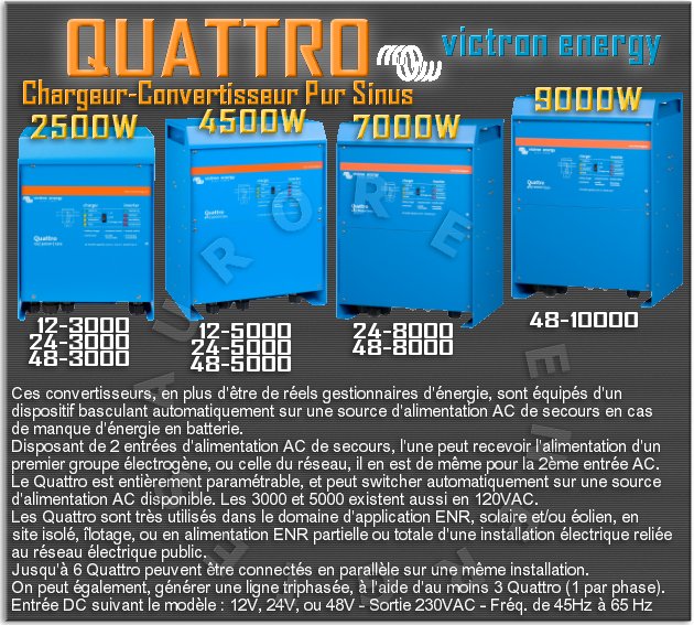 VICTRON ENERGY chargeur-convertisseur QUATTRO 3000 QUATTRO 5000 QUATTRO 8000 QUATTRO 10000